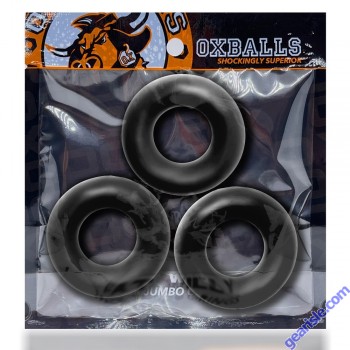 Oxballs Fat Willy 3 Pack Jumbo Stretchy Flextpr Cock Rings Black box