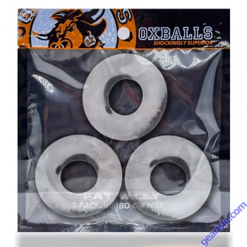 Oxballs Fat Willy 3 Pack Jumbo Stretchy Flextpr Cock Rings Clear box