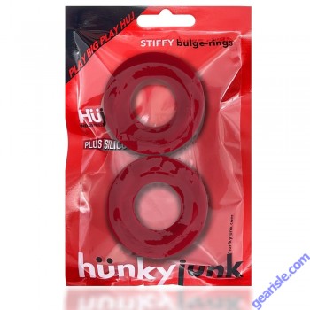 Oxballs Hunkyjunk Stiffy Bulge 2 Pack Silicone Cock Ring Cherry Ice box