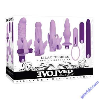 Evolved Lilac Desires 7 Piece Butterfly Kit Silicone Sleeve Vibrators box