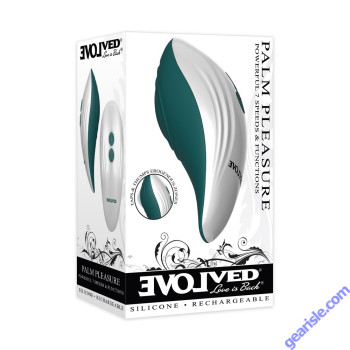 Evolved Love Is Back Palm Pleasure Rechargeable Silicone Vibrator box