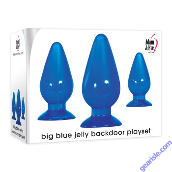 Adam & Eve Big Blue Jelly Backdoor Waterproof Butt Plug Playset box