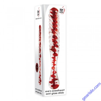 Adam & Eve's Sweetheart Swirl Textured Shaft Glass Dildo box