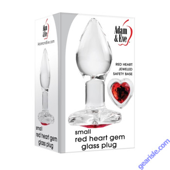 Glass Anal Plug A&E Red Heart Gem Small Size Waterproof box