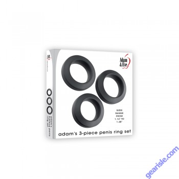 Adam's 3 Piece Silicone Penis Ring Set Waterproof Stretchy box