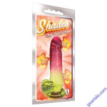 Icon Shades Large Jelly Tpr Gradient Dong Pink And Yellow Dildo box