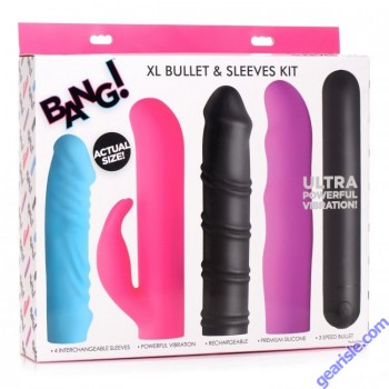 Bang! 4 In 1 Xl Bullet Vibrator Multicolor Sleeves Kit Rechargeable box