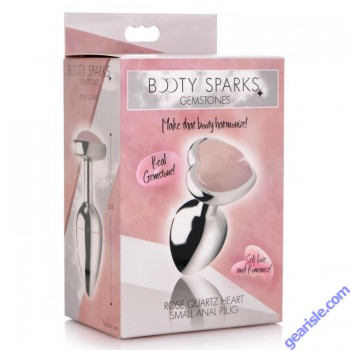 Anal Plug Gemstones Rose Quartz Booty Sparks  Heart Shaped Small box