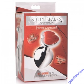 Anal Plug Booty Sparks Medium Gemstones Red Jasper Heart Shaped box