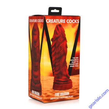 Creature Cocks Fire Dragon Red Scaly Silicone Dildo box