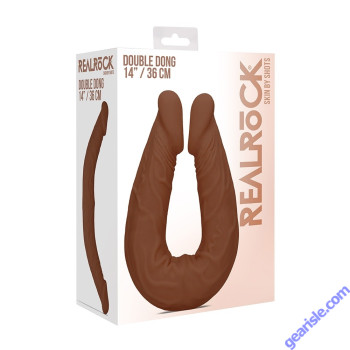Double Dong 36 Cm Brown Cock by Shots Toys