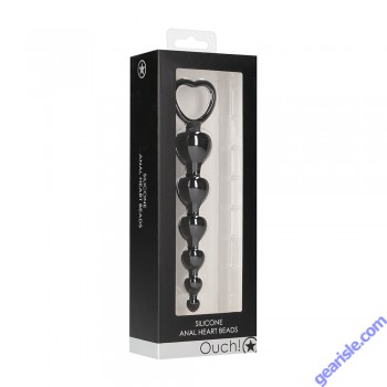 Shots Toys Ouch Silicone Anal Heart Beads Black box