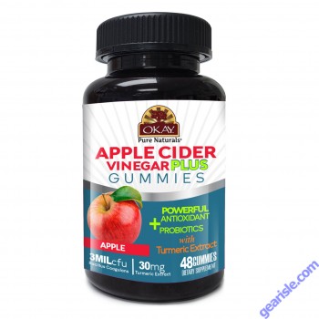 OKAY Gummies Apple Cider Vinegar Plus 48 Count Apple Flavor Probiotics bottle