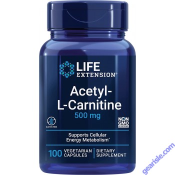 Life Extension Acetyl L Carnitine 500mg 100 Vegetarian Caps front