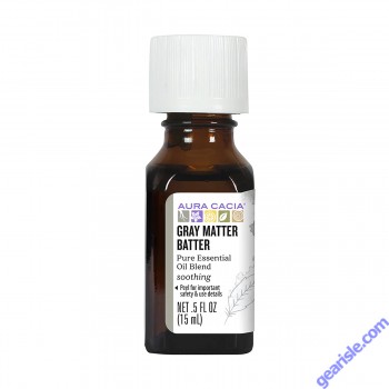 Aura Cacia Gray Matter Batter Essential Oil Blend bottle on white background
