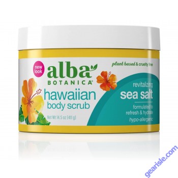 Hawaiian Body Scrub Revitalizing Sea Salt 14.5 Oz Alba Botanica box