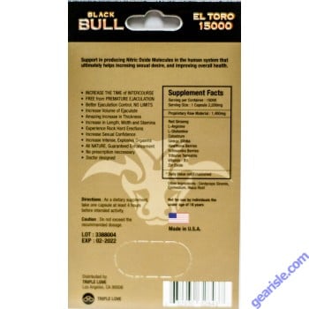 Black Bull El Toro Pill 15000 Premier Male Enhancer Blue