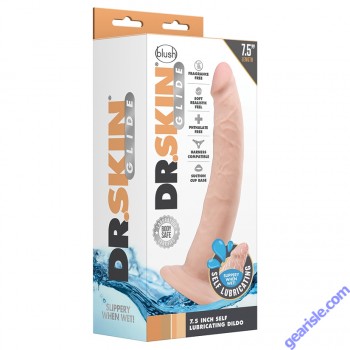 Realistic Dildo Blush Dr. Skin Glide 7.5" Self Lubricating Vanilla box