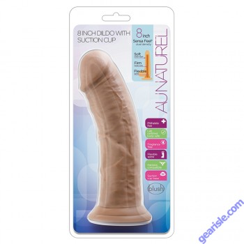 Dildo Blush Au Naturel Suction Cup Mocha 8" Dual Density box
