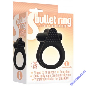 Bullet Silicone Vibrating Cock Ring Black