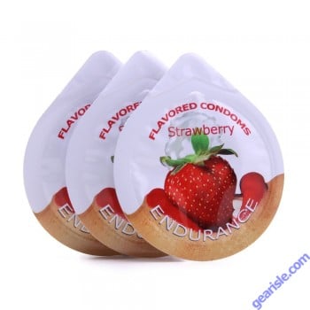 Endurance Strawberry 3 Pack of Flavored Lubricated Condoms 