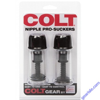 Colt Nipple Pro Suckers Black Clear Cal Exotics package