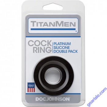 Titan Men Platinum Silicone Cock Ring  Double Pack Black