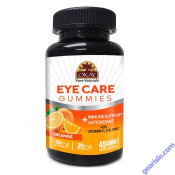OKAY Gummies Eye Care 45 Count Orange Flavor Immune Support bottle