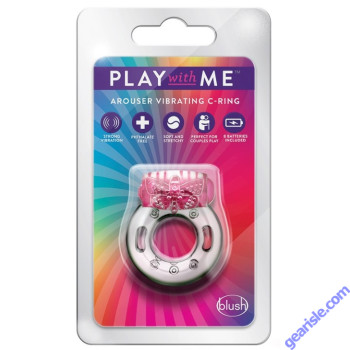 Blush Play With Me Arouser Vibrating Cock Ring Pink box