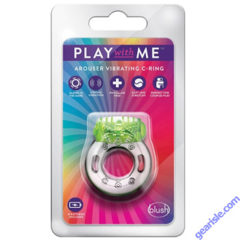 Blush Play With Me Arouser Vibrating Cock Ring Green bo9x