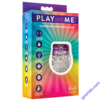 Blush Play With Me Pleaser Rechargeable Waterproof Cock Ring Purple box