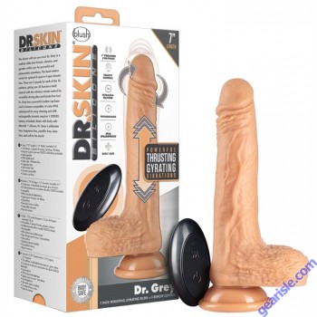 Blush Dr. Skin Silicone Dr. Grey Thrusting Dildo 7" Vanilla box