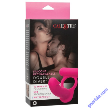 CalExotics Silicone Rechargeable Double Diver Cock Ring box