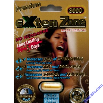 EXten Zone Premium Gold 3000 Male Sexual Enhancer Long Lasting 5 Days