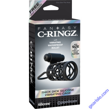 Fantasy C Ringz Thick Dick Silicone Vibrating Cage Waterproof Bullet