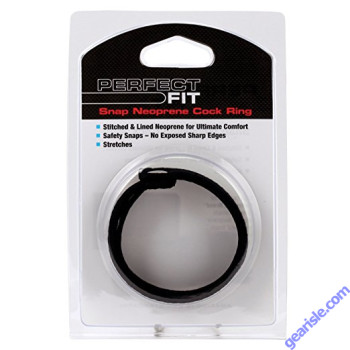 Snap Neoprene Cock Ring Black Perfect Fit 