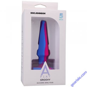 Doc Johnson A Play Groovy Silicone Anal Plug 5'' Berry box