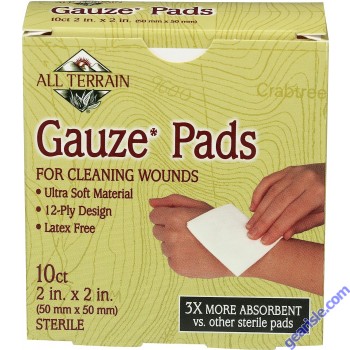 Latex Free Gauze Pads 10 Count Ultra Soft Wound Cleaner All Terrain