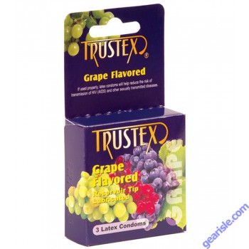 Grape Flavored 3 Lubricated Latex Condoms Trustex