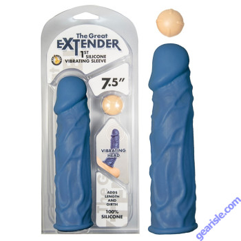 The Great Extender 1st Silicone Vibrating Sleeve 7.5 Blue