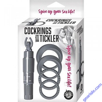 Cock Rings With Tickler Vibrator Grey