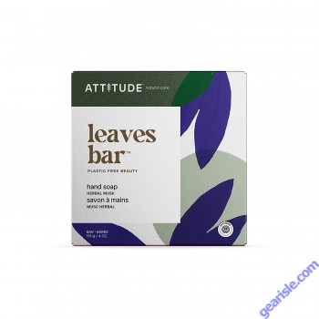 Attitude Leaves Bar Herbal Musk Hand Soap 4 Oz Cruelty 