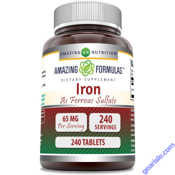 Iron Ferrous Sulfate 65mg 240 Tablets Healthy Muscle Amazing Formulas