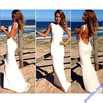 Women Long Sexy Backless Bodycon Sleeveless Evening Cocktail Prom Party Dress