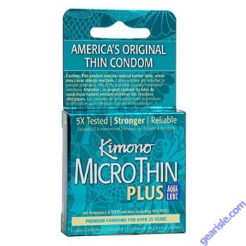 Kimono Microthin Plus Aqua Lub 3 Latex Condoms