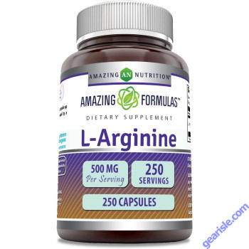 L Arginine 500mg 250 Caps Cardiovascular Health Amazing Formulas