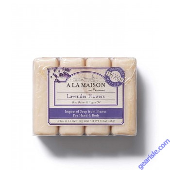 A La Maison Moisturizing Lavender Flower Hand Bar Soap 4 Ct 3.5 Oz front