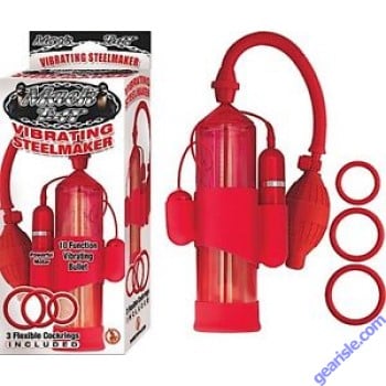 Mack Tuff Vibrating Steelmaker Penis Pump 10 Function Bullet 3 Rings