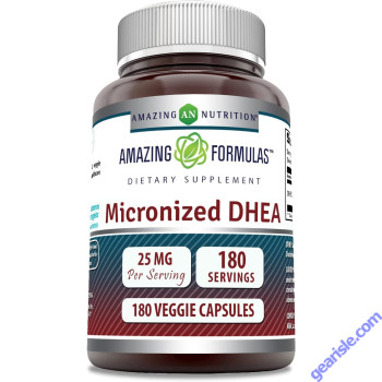 Micronized DHEA 25mg 180 Veggie Caps Gluten Free Amazing Formulas