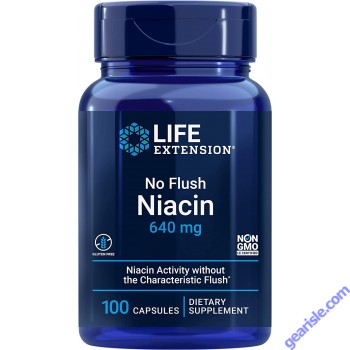 Life Extension Metabolism Health No Flush Niacin 640mg 100 Caps bottle